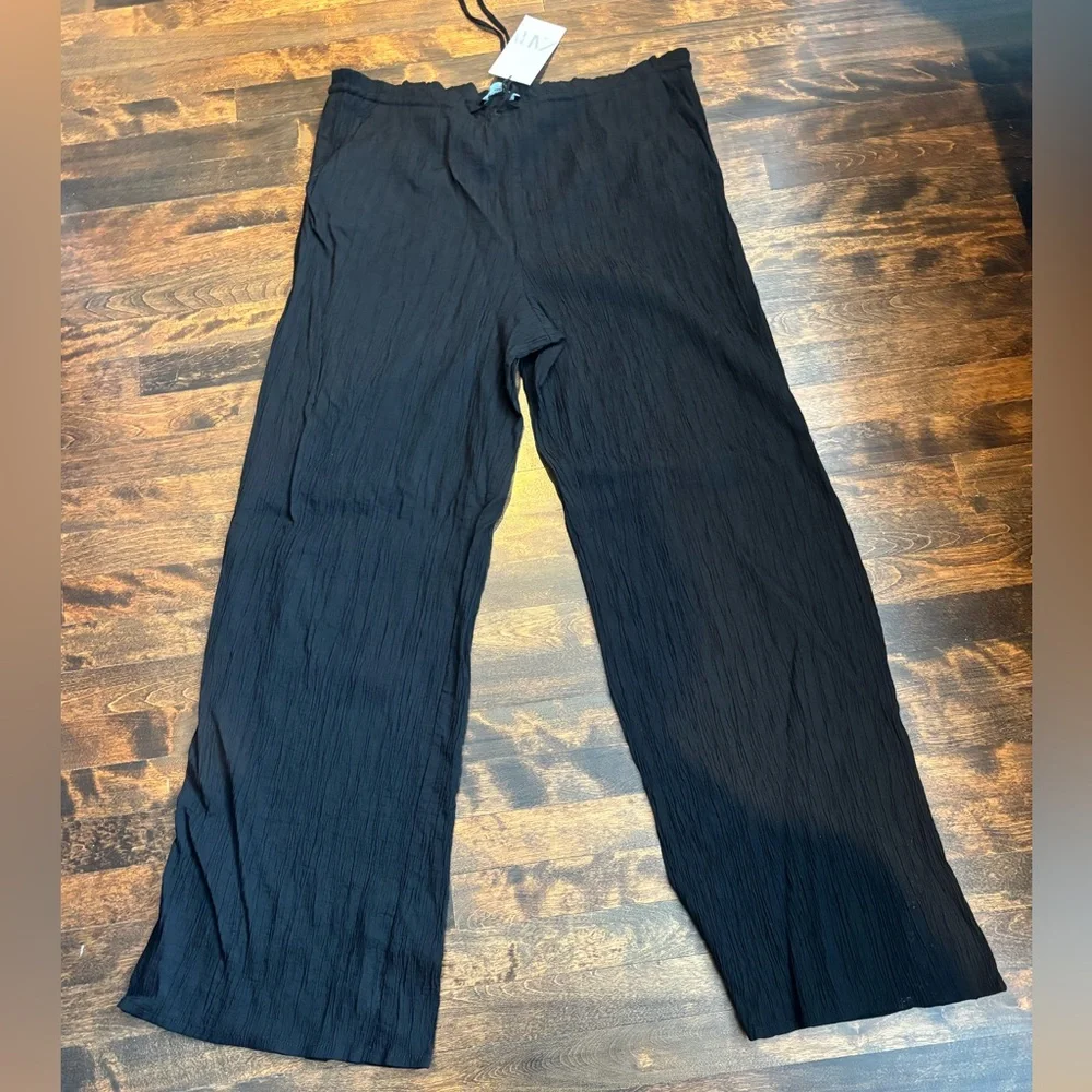 ZARA black textured pants with a drawstring - Picture 4 of 15